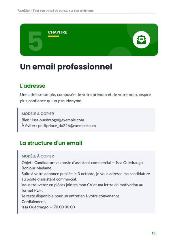 Page d'exemple du guide Tout son travail de bureau sur son téléphone