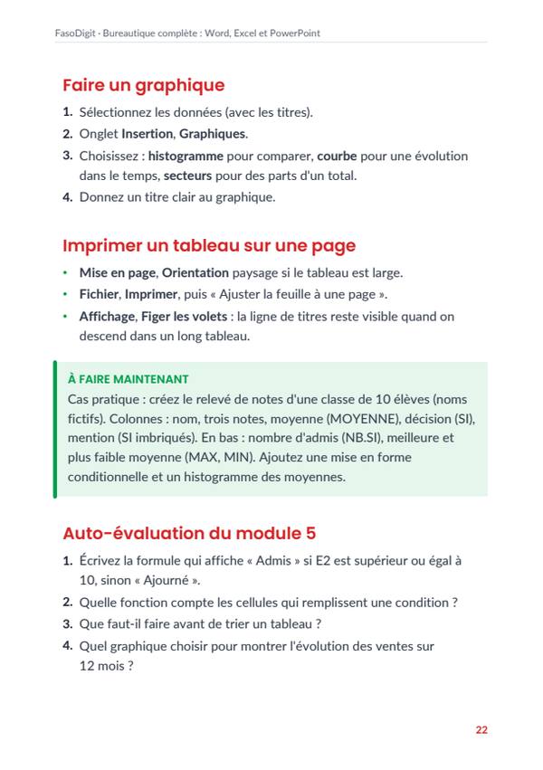 Page d'exemple du guide Bureautique complète : Word, Excel et PowerPoint