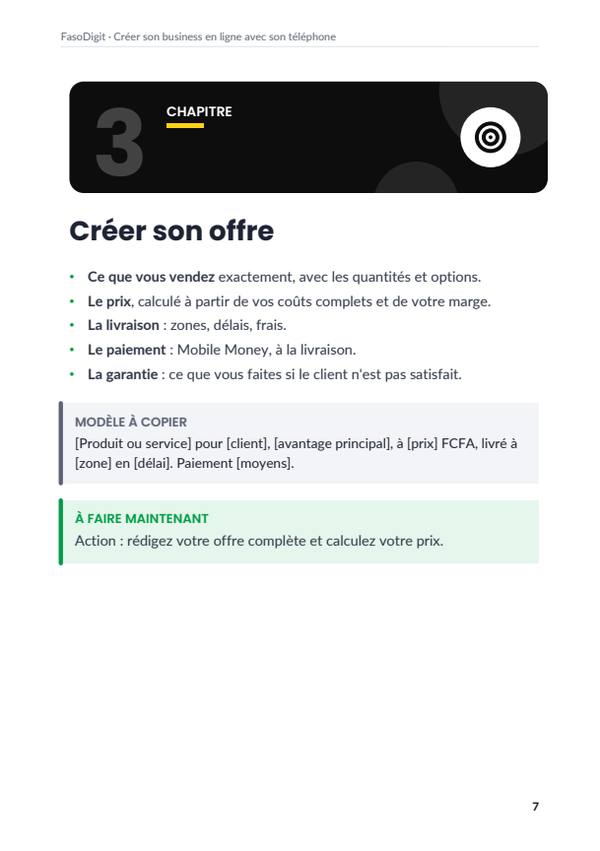 Page d'exemple du guide Créer son business en ligne avec son téléphone