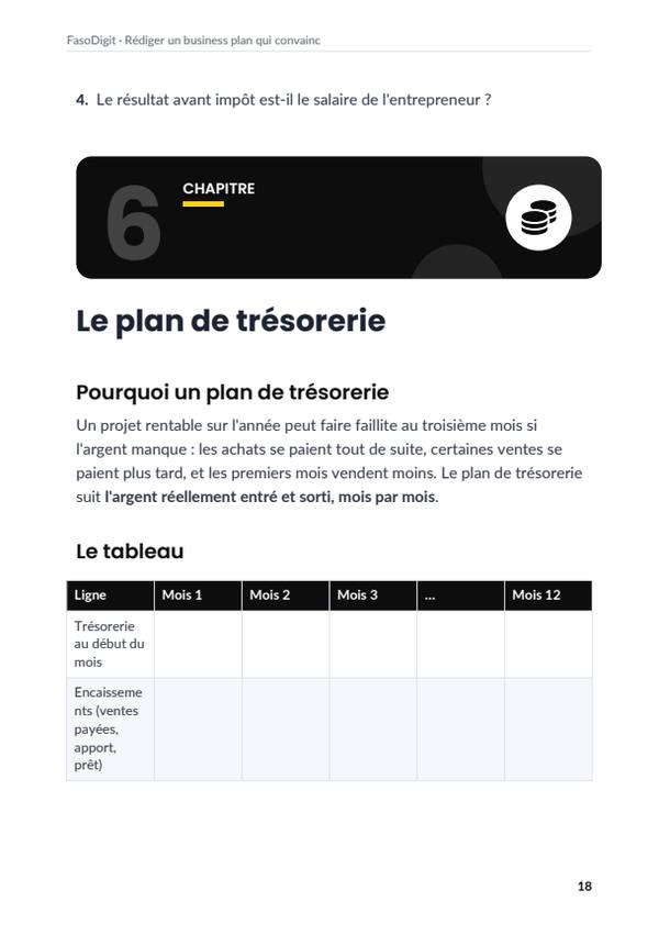 Page d'exemple du guide Rédiger un business plan qui convainc