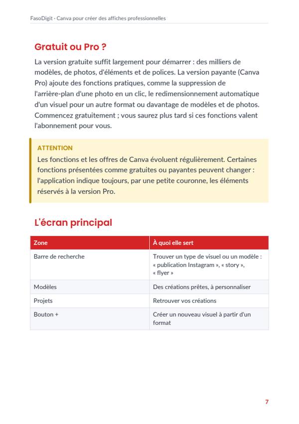 Page d'exemple du guide Canva pour créer des affiches professionnelles