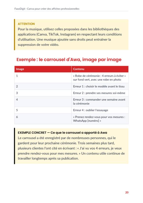 Page d'exemple du guide Canva pour créer des affiches professionnelles