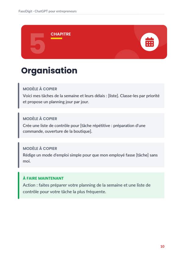 Page d'exemple du guide ChatGPT pour entrepreneurs