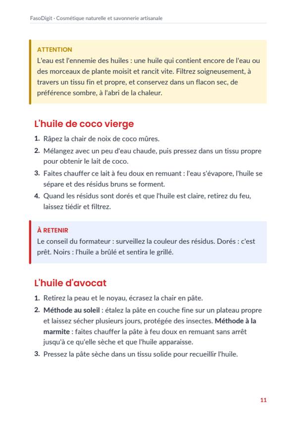 Page d'exemple du guide Cosmétique naturelle et savonnerie artisanale