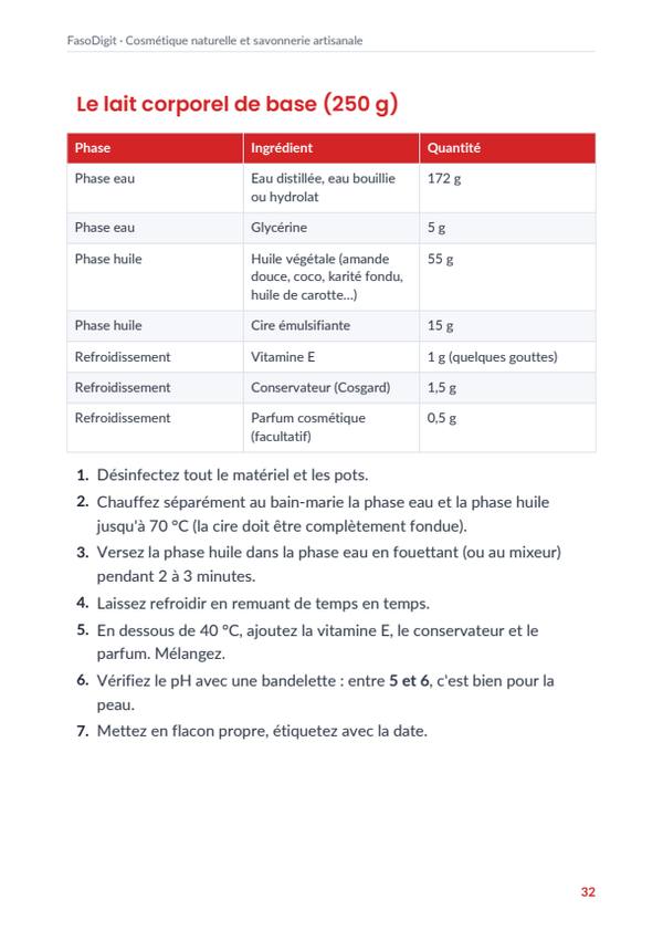 Page d'exemple du guide Cosmétique naturelle et savonnerie artisanale