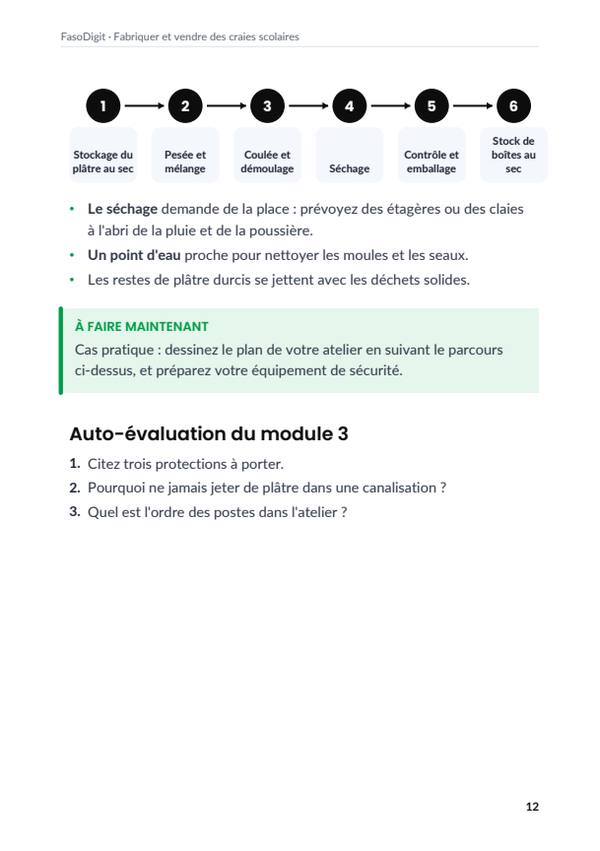 Page d'exemple du guide Fabriquer et vendre des craies scolaires