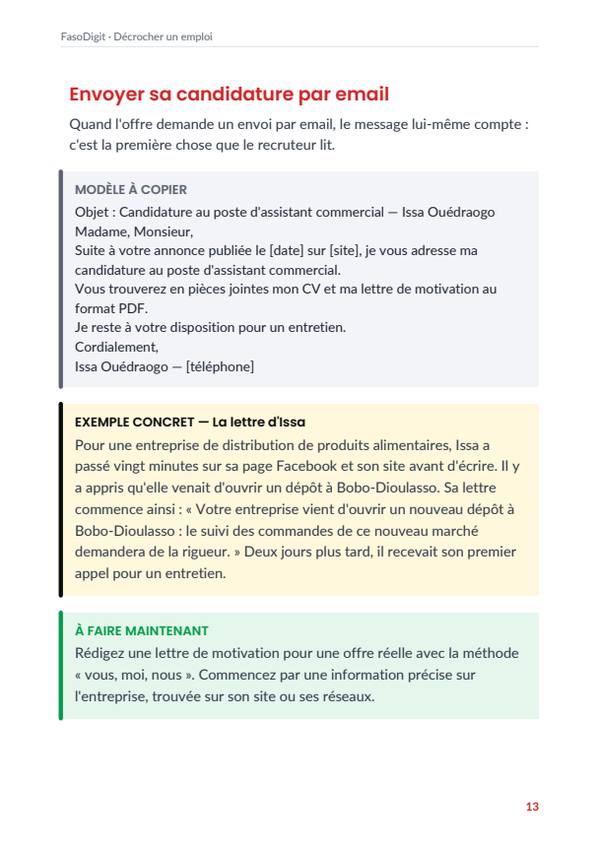 Page d'exemple du guide Décrocher un emploi