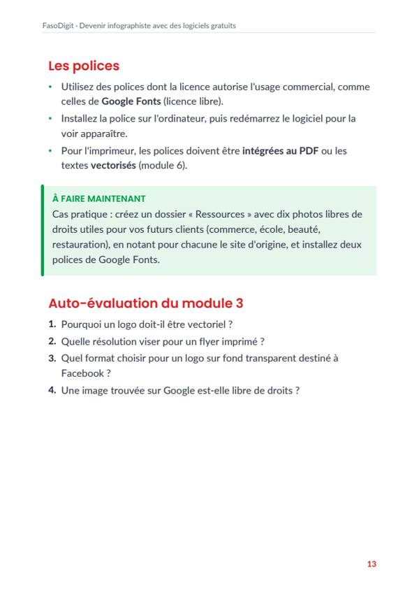 Page d'exemple du guide Devenir infographiste avec des logiciels gratuits
