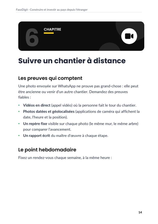 Page d'exemple du guide Construire et investir au pays depuis l'étranger
