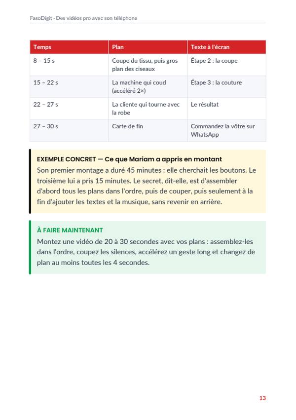 Page d'exemple du guide Des vidéos pro avec son téléphone