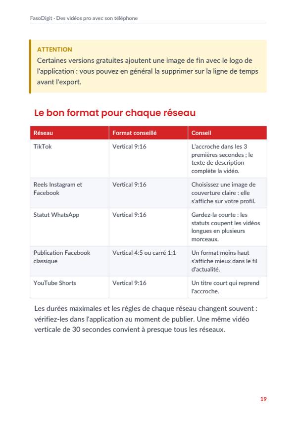 Page d'exemple du guide Des vidéos pro avec son téléphone