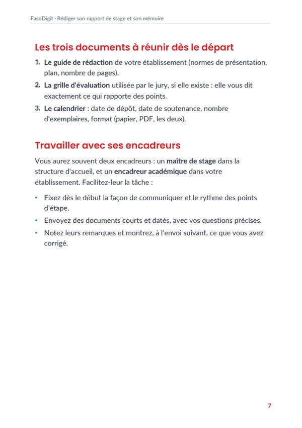 Page d'exemple du guide Rédiger son rapport de stage et son mémoire