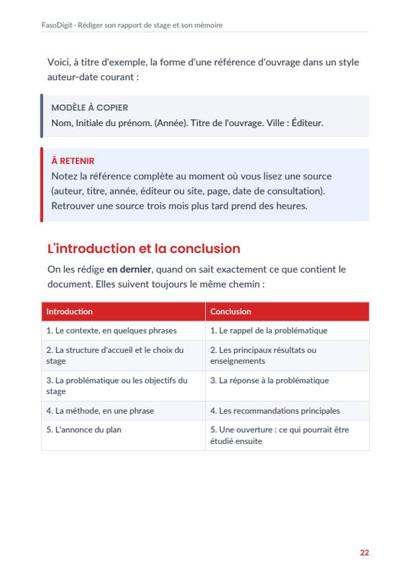 Page d'exemple du guide Rédiger son rapport de stage et son mémoire