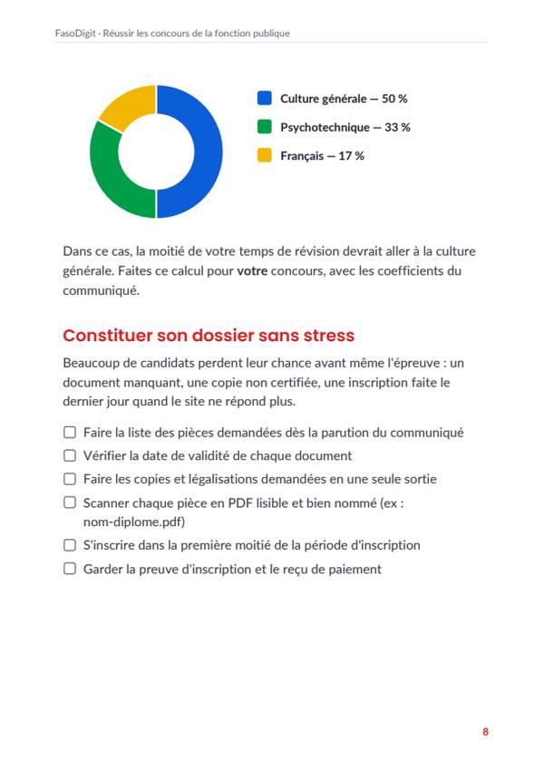 Page d'exemple du guide Réussir les concours de la fonction publique