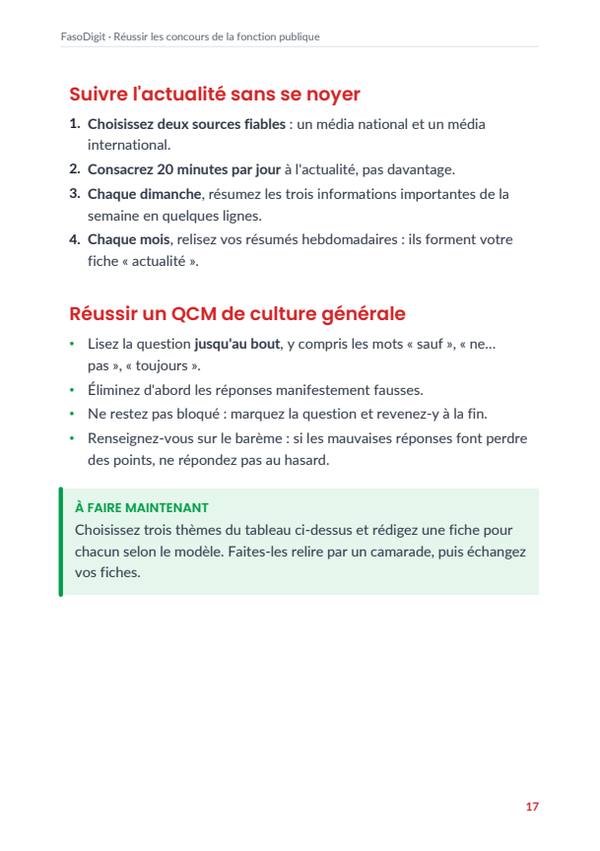Page d'exemple du guide Réussir les concours de la fonction publique